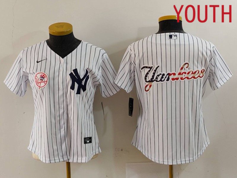 Youth New York Yankees Blank White stripe Game 2024 Nike MLB Jersey style 6->youth mlb jersey->Youth Jersey